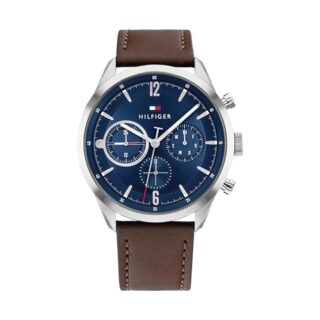 Tommy Hilfiger Mens 44 mm Matthew Blue Dial Leather Analog Watch