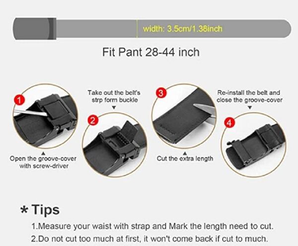 VOGARD Men's Vegan Leather Belt for Men | Formal & Casual | Autolock Buckle,Black | Fit all size upto 40 Inches Waist size - Image 6