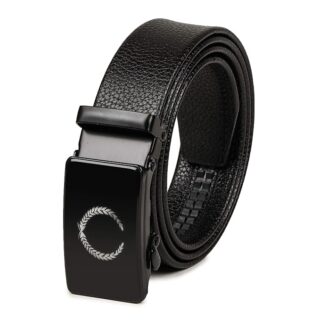 VOGARD Men's Vegan Leather Belt for Men | Formal & Casual | Autolock Buckle,Black | Fit all size upto 40 Inches Waist size