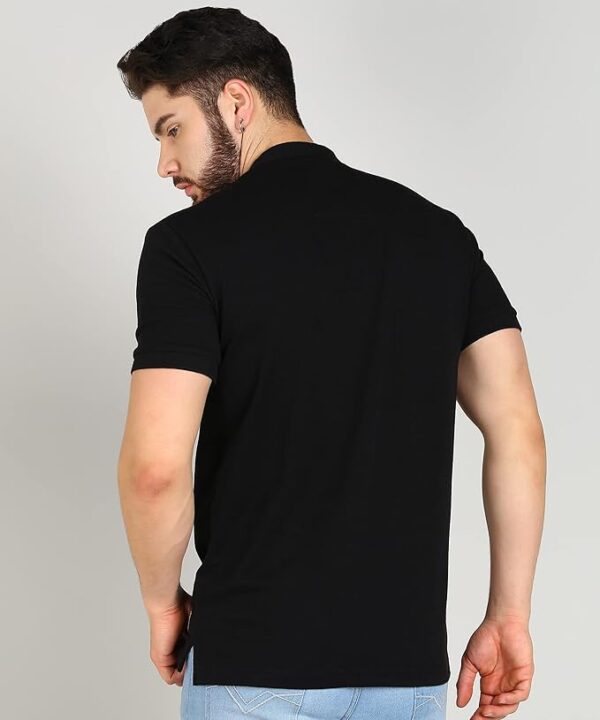 Alan Jones Clothing Men's Mandarin Collar Solid Regular Fit Polo T-Shirt - Image 2