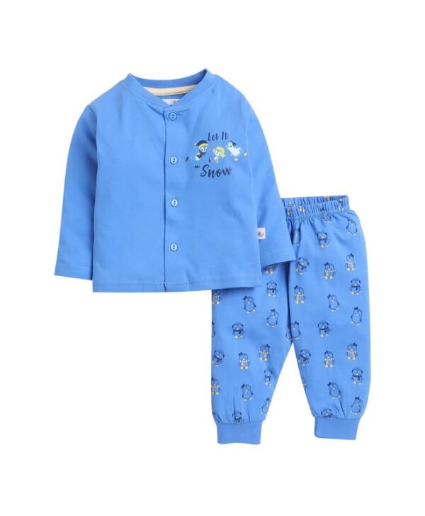 BUMZEE Royal Blue Baby Boys Full Sleeves Jabla & Pyjama Set (Peb9556)