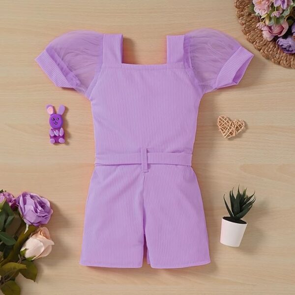 MODESTYLE Girls' Ribbed Romper with Tulle Sleeves - Image 3